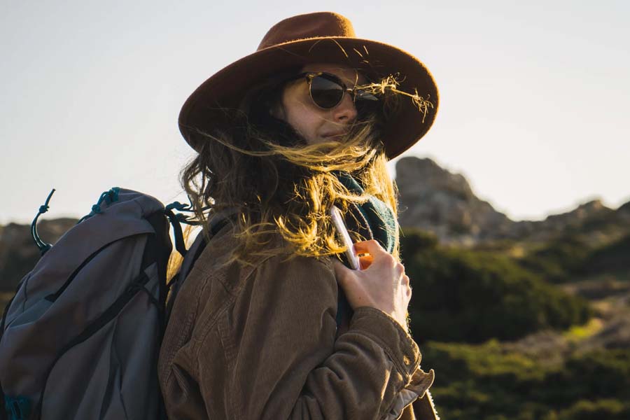Portrait of a woman on a hiking trip in Sardinia
